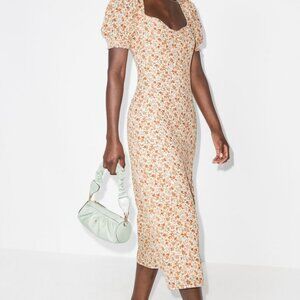 Reformation | Luciana Sweetheart Lace-Up Back Floral Midi Dress | Size 8